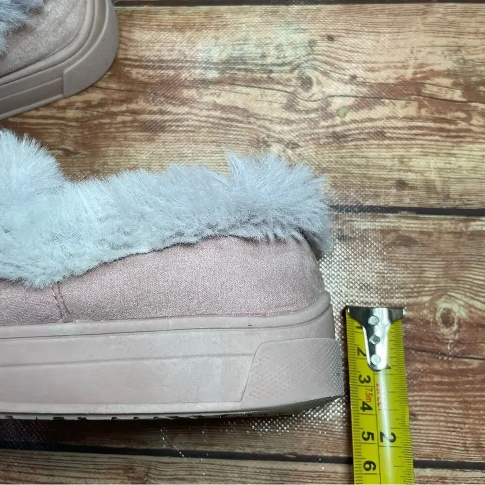 Steve Madden Jhugz Faux Fur Trim Slip-On Slippers Girl's Size 13 Pink Blush